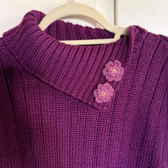 Vintage April Cornell Sweater With Crochet Floral Details Wool Blend Medium - Picture 3 of 12